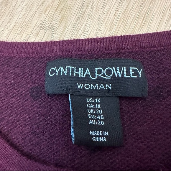 NWT Cynthia Rowley Woman Plum Polka Dot Sweater Size 1X - Picture 3 of 6